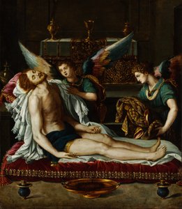 Kristi kropp smord av två änglar av Alessandro Allori