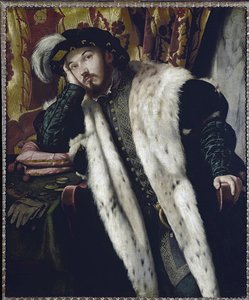 Porträtt av greve Cesareso (olja på duk av Alessandro Bonvicino Moretto
