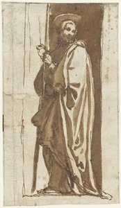 Stående helgon i en nisch (Johannes Döparen?) av Alessandro Casolani (possibly)