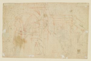 Studier av änglar och amoriner (Recto); Arkitektstudier (verso) av Alessandro Casolani