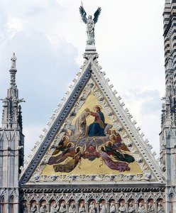 Katedralen i Siena (Cattedrale di Santa Maria Assunta). 1215-1263. Detalj: Mosaik med Marias kröning. 1878.