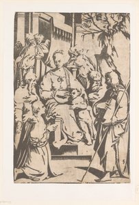 Maria med barn omgiven av helgon av Alessandro Gandini