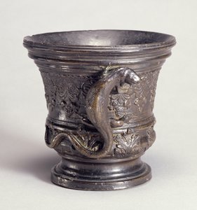 Mortel med handtag i form av en ödla, ca 1500 (brons)