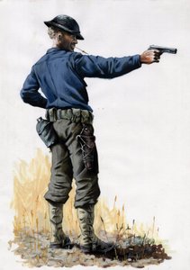 Första världskriget 1914-1918: Amerikansk arméinfanterist med pistol 1917 på västfronten. Teckning av Alessandro Lonati av Alessandro Lonati