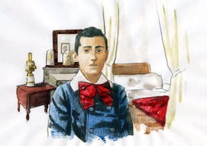 Marcel Proust ung i sin faster Elisabeths rum (bläck på papper) av Alessandro Lonati