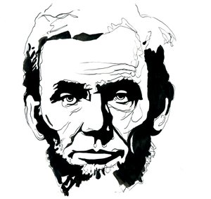 Porträtt av Abraham Lincoln (1809-1865) USA:s president (Porträtt av den amerikanske presidenten Abraham Lincoln) av Alessandro Lonati
