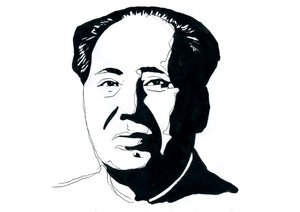 Porträtt av kinesisk kommunistisk revolutionär och grundaren av Folkrepubliken Kina Mao Zedong av Alessandro Lonati