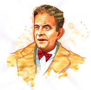 Porträtt av den franske psykiatern och psykoanalytikern Jacques Lacan (1901-1981) (Porträtt av den franske psykoanalytikern och psykiatern Jacques Lacan) av Alessandro Lonati