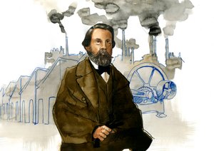 Porträtt av Friedrich Engels (1820-1895), tysk socialistisk teoretiker och politiker av Alessandro Lonati