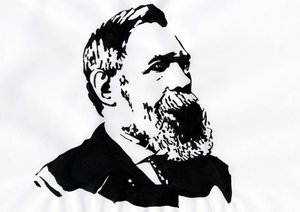 Porträtt av Friedrich Engels (1820-1895), tysk socialistisk teoretiker och politiker (tysk filosof, samhällsvetare och journalist Friedrich Engels) av Alessandro Lonati