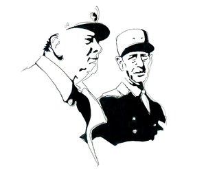 Porträtt av general Charles de Gaulle och Winston Churchill av Alessandro Lonati