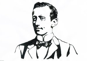 Porträtt av Guglielmo Marconi (1874-1937), italiensk fysiker, uppfinnare av telegrafen av Alessandro Lonati