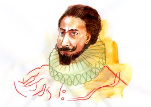 Porträtt av Miguel de Cervantes Saavedra (1547-1616) (Porträtt av den spanske författaren Miguel de Cervantes Saavedra) av Alessandro Lonati