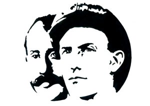 Porträtt av Orville (1871-1948) och Wilbur Wright (1867-1912) amerikanska flygpionjärer (bröderna Wright, Orville och wilbur amerikanska bröder, uppfinnare och flygpionjärer) av Alessandro Lonati
