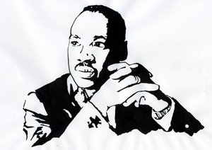 Porträtt av pastor Martin Luther King (1929-1968) Illustration av Alessandro Lonati