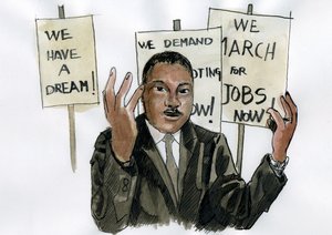 Porträtt av pastor Martin Luther King (tryck) av Alessandro Lonati