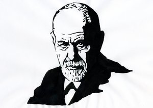 Porträtt av Sigmund Freud (1856-1939), österrikisk psykiater (Porträtt av Sigmund Freud österrikisk neurolog och psykoanalysens fader) - Illustration av Alessandro Lonati av Alessandro Lonati