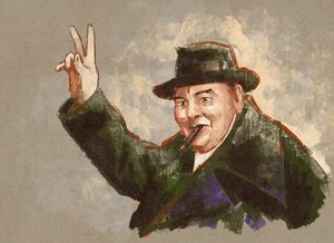 Porträtt av Sir Winston Leonard Spencer Churchill (illustration) av Alessandro Lonati