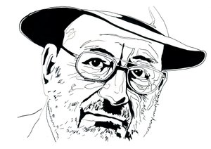 Porträtt av den italienske intellektuellen Umberto Eco (1932-2016) av Alessandro Lonati