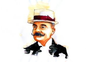 Porträtt av den italienske författaren Emilio Salgari (1863-1911) (Porträtt av den italienske författaren Emilio Salgari) av Alessandro Lonati
