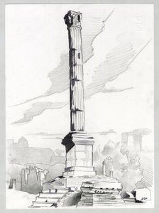 Ruiner av den romerska eran i Rom, Forum (Romerskt forum) Teckning av Alessandro Lonati. av Alessandro Lonati