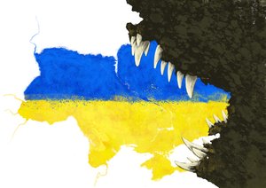 Ryssland attackerar Ukraina för att äta det, 2022 (illustration) av Alessandro Lonati