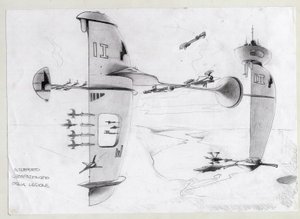 Science fiction-illustration: rymdbas i universum med skepp. Teckning av Alessandro Lonati av Alessandro Lonati
