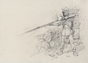 Andra imperiet (1852-1870): infanterist skjuter, soldat från den österrikiska armén, österrikisk-ungerska (österrikisk-ungerska) av Alessandro Lonati