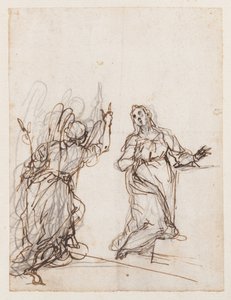 Bebådelsen, tidigt 1600-tal (teckning med penna och bläck) av Alessandro Maganza