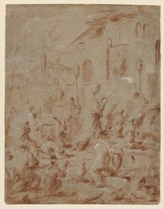 Worshipers at a Street Shrine, 173040. av Alessandro Magnasco