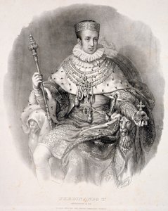 Ferdinand I (1793-1875), kung av Lombardiet-Venetien, i statskläder, från "Coronation of SMIRA Ferdinand I, the King of the Kingdom of Lombardy-Venetia", publicerad 1838.