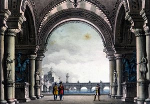 Scenografi av Sanquirico för operan "Bianca och Fernando" av Vincenzo Bellini