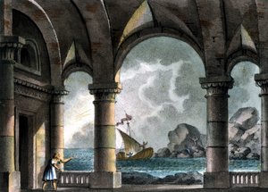 Scenografi av Sanquirico för operan "" Il pirata "" (Piraten) av Vincenzo Bellini av Alessandro Sanquirico