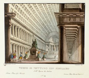 Utsikt över Neptunus tempel Scenografi för representation av den lyriska tragedin "" Didone "" (Didon) (1783) av kompositören Niccolo Vito Piccinni (eller Piccini) efter operan i Metastasio (Metastase). Litografi i "" Samling av natursköna uppfinningar d av Alessandro Sanquirico