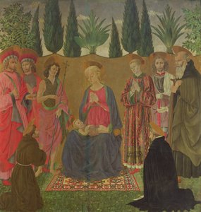 Jungfru och barn med heliga, ca 1455 (tempera på panel)