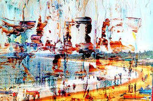on the bay, 2019, (blandade media) av Alex Caminker