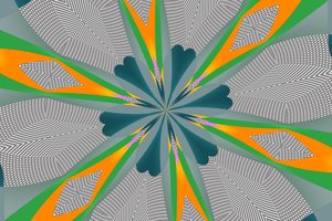 ornament #101,2019,(blandade media) av Alex Caminker