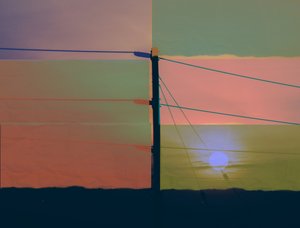 sound,2019,(collage;montage;övermålad) av Alex Caminker