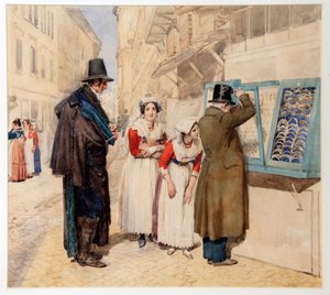 En brudgum som väljer en ring till sin fästmö, 1838