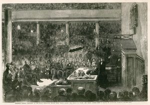Professor Faraday föreläser vid Royal Institution inför HKH prins Albert, prinsen av Wales, och prins Alfred.