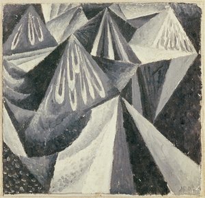 Cubo-futuristisk komposition i grått och vitt, 1916