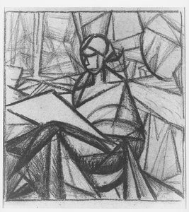Kvinna, 1914-15 (kol på papper)