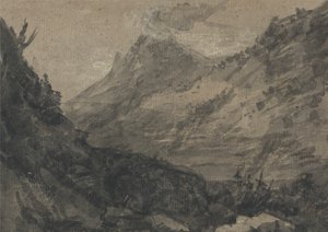 Bergigt landskap av Alexander Cozens