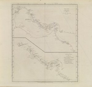 Plans of Ports, Dalrymple, Alexander publicerad 1791 ID-nummer 41167-2001 En plankarta över en del av Persiska viken, delvis korrigerad av löjtnant Edward Harvey 1778