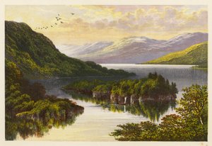 Skotsk Loch landskap: Loch Katrine (färglitografi) av Alexander Francis (after) Lydon