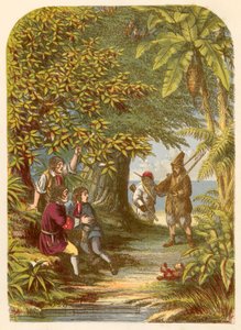 Robinson Crusoe overrasker de tre englændere av Alexander Francis Lydon