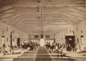 Armory Square Hospital, interiör på avdelning K, ca. 1863. av Alexander Gardner.