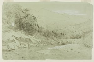 Flodström med berg i fjärran av Alexander Helwig Wyant