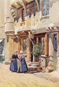 Gamla hus i Chinon (färg litho) av Alexander Henry Hallam Murray