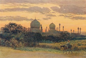 Solnedgången bakom Ibrahim Roza, Bijapur, c1880 1905. av Alexander Henry Hallam Murray